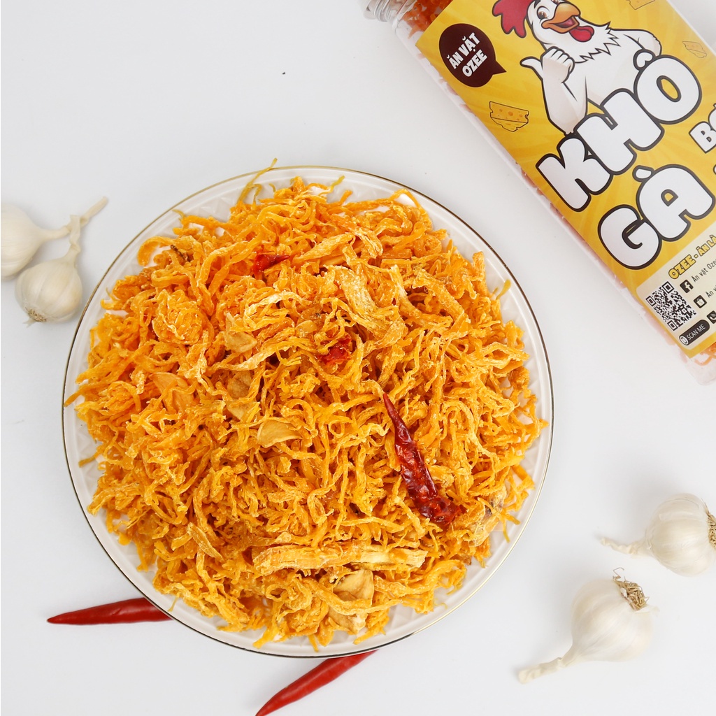 Khô gà bơ tỏi hộp Ozee 300g siêu ngon đồ ăn vặt Hà Nội | BigBuy360 - bigbuy360.vn