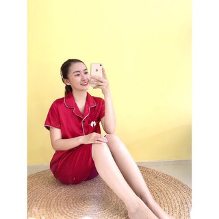 Bộ lụa nơ tay ngắn quần ngắn lửng