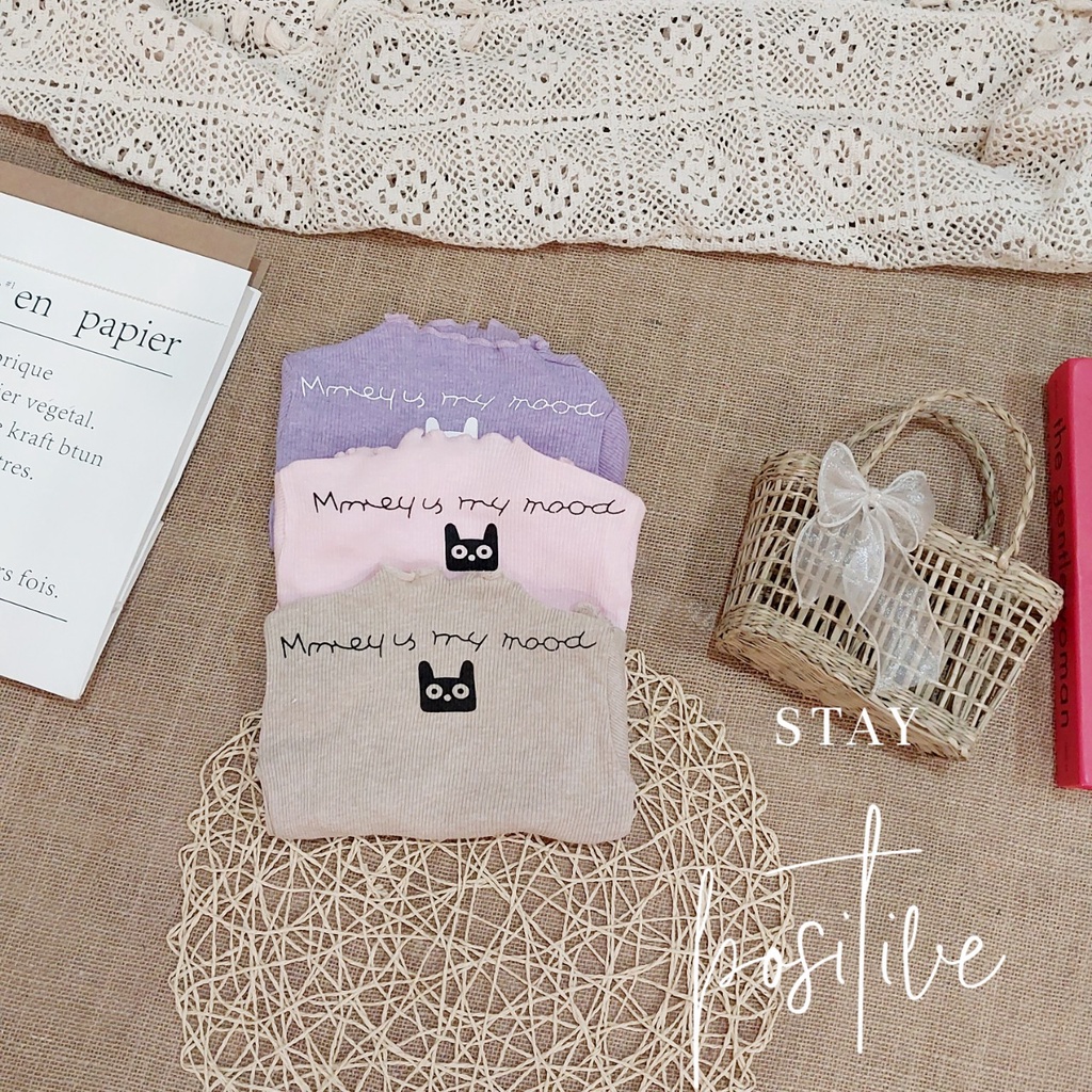 Áo dài tay cotton len cổ cao AM132 cho bé sơ sinh đến 18kg TTR78