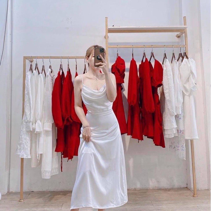 ⚡LỤA MỀM⚡️ Váy 2 dây cổ đổ hot trend hai màu 💖 [CO DO]💖[DAM HAI DAY]💖[FREESHIP] | BigBuy360 - bigbuy360.vn