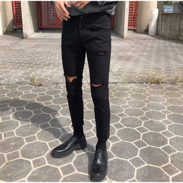 Quần Jeans Nam Xả Lai Rách Gối Hot Trend 2020 ( jean dày co giãn tốt)