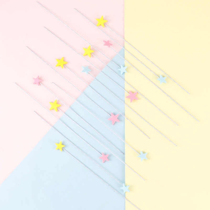 Set 10 Que Trang Trí Bánh Kem Hình Ngôi Sao 3D Hoạt Hình Dễ Thương