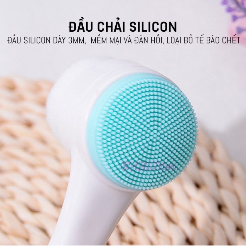 Cọ massage rửa mặt KOREA 2 đầu 3D gai silicon
