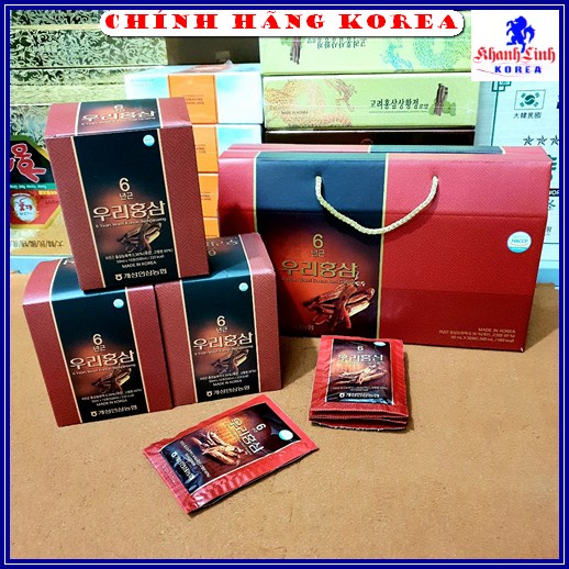 Nước Hồng Sâm 6 Năm Tuổi Woori Cao Cấp Hàn Quốc, Xách 30 Gói