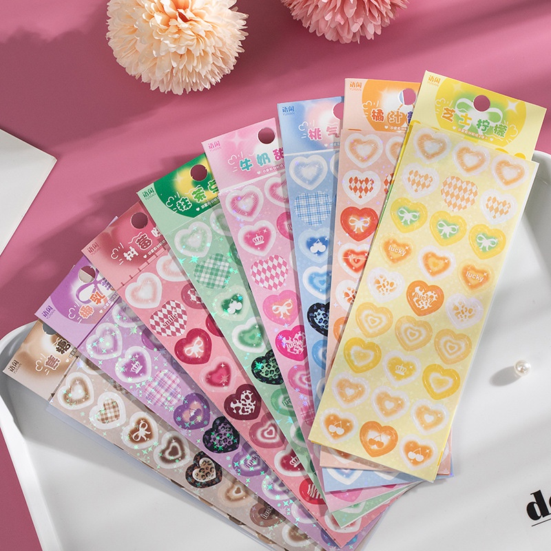 Peach 2Pcs Love base material stickers Heart pounding Journal Scrapbook Decor Sticke