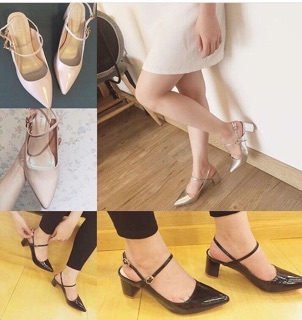 Sandal C&K slingback gót trụ 5p