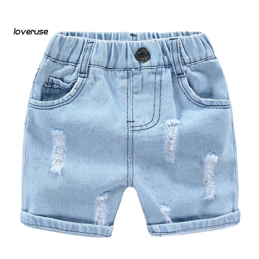 Quần Short Jean Rách Cá Tính Thời Trang Phong Cách Hàn Quốc Cho Bé Trai