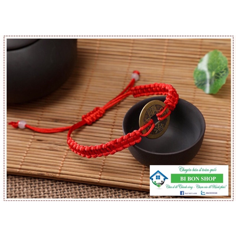 VÒNG TAY CHỈ ĐỎ MIX XU ĐỒNG CỔ