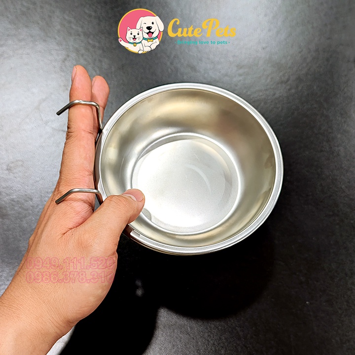 Bát inox cho chó cài lồng khung inox dành cho thú cưng - CutePets