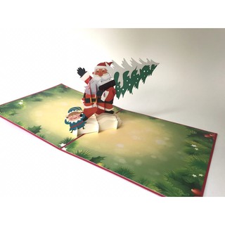 Thiệp 3d ông già noel, thiệp giáng sinh 2Tpopup