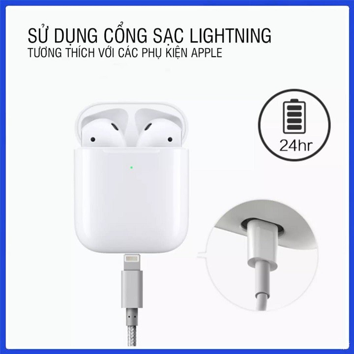 Airpods 2 (Đổi Tên - Định Vị) Chống ồn, Cảm biến vân tay [Phiên Bản Cao Cấp Như Auth]