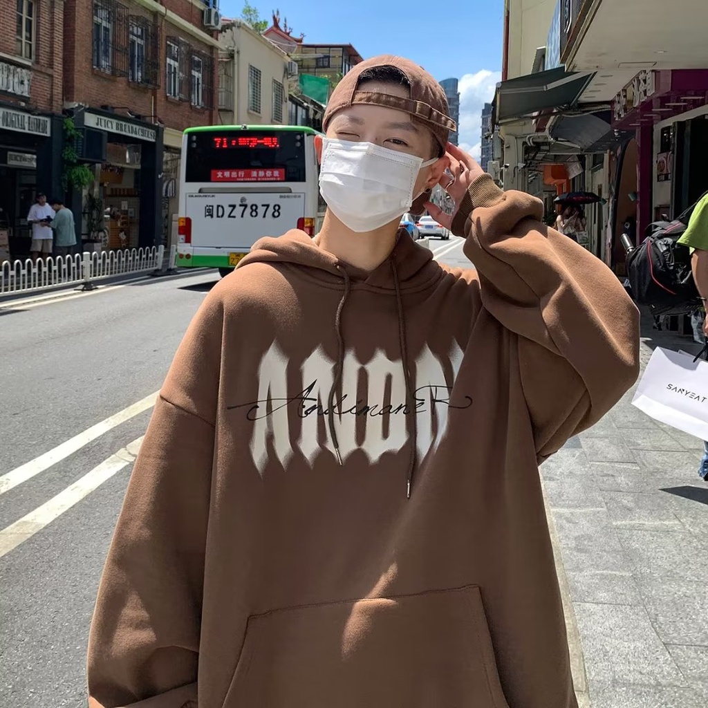 Áo Hoodie Tay Dài Dáng Rộng In Chữ Ký Cá Tính Phong Cách Mỹ Unisex Plus Size M-5XL