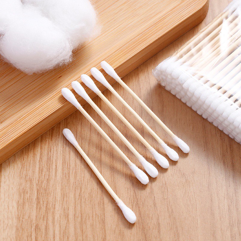 Set 100 tăm bông hai đầu dùng một lần sử dụng tiện lợi