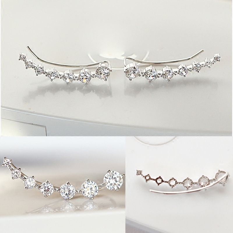 1 Đôi Khuyên Tai Kim Loại Hình Ngôi Sao Đính Đá Phong Cách Hàn Quốc Mới