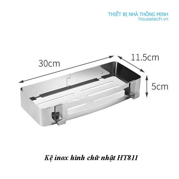 Kệ nhà tắm Inox 304 chữ nhật sáng bóng dán tường gạch men kèm keo dán