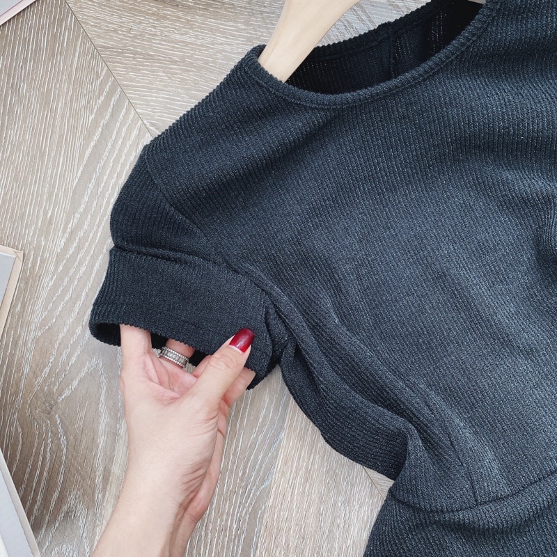 Váy body dáng dài  khoét lưng Kiểu sexy nữ tính, Đầm maxi gân đen hở lưng Vati