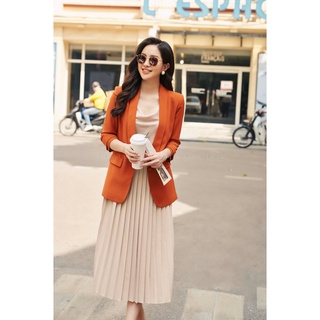 Lalya_áo blazer cổ sam basic - cam