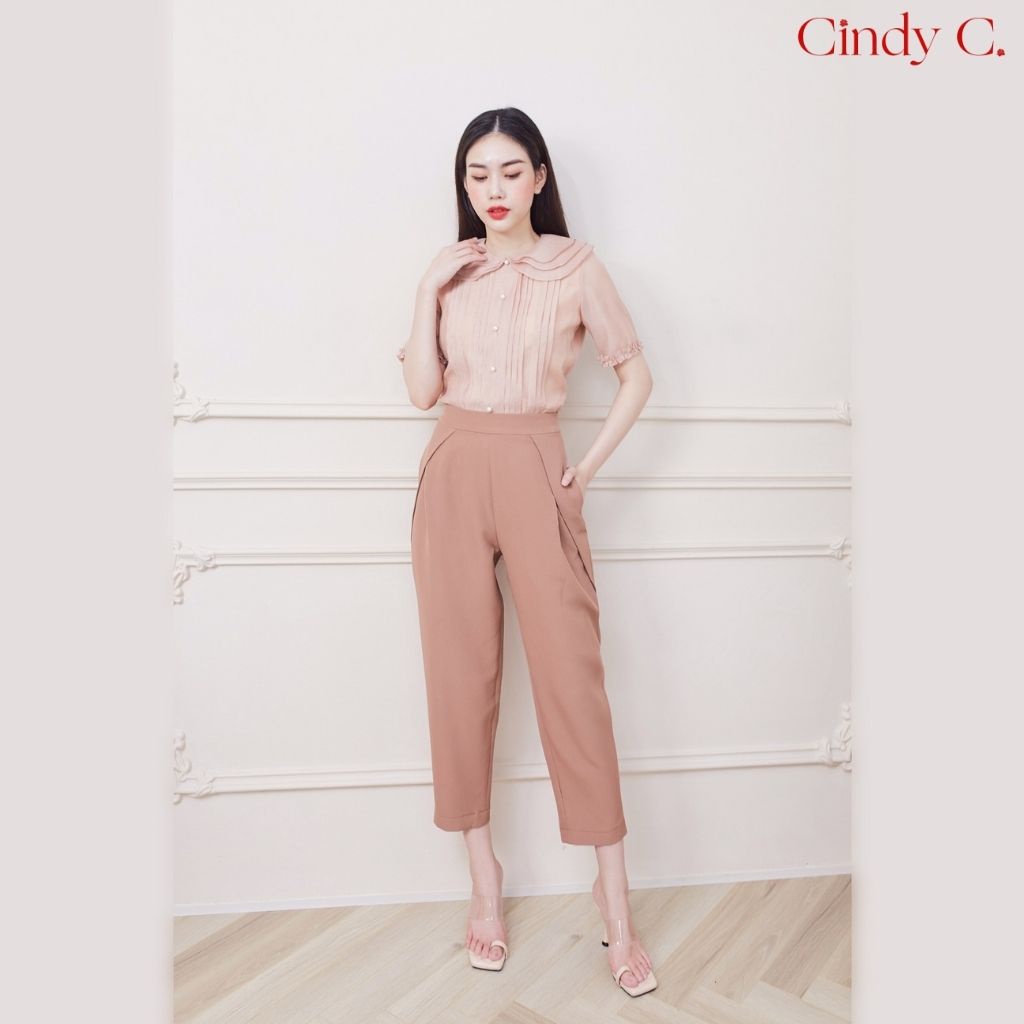 Quần baggy nữ cạp cao Bertha CINDY C phong cách công sở, tôn dáng, chất liệu Tuytsi 521
