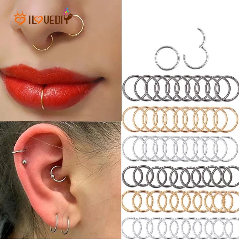 Khuyên Mũi / Môi / Tai / Mũi Bằng Thép Không Gỉ Nhiều Màu Sắc Thời Trang Cho Nữ 1 Cái / 6 / 8 / 10 / 12mm