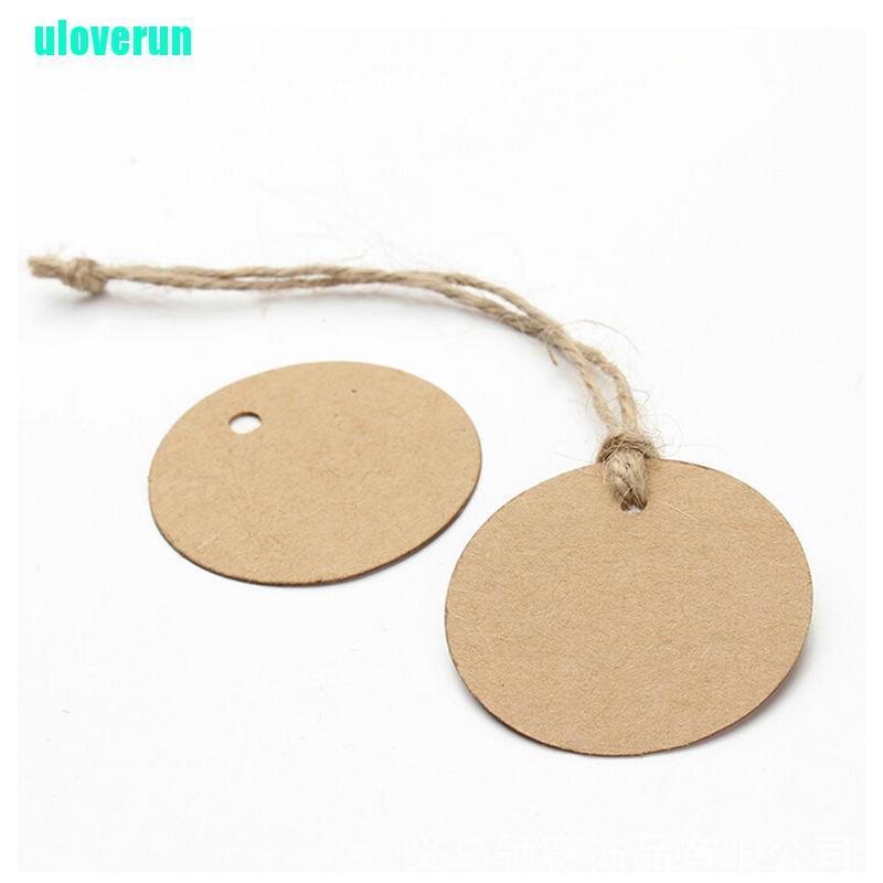 Set 100 Thẻ Giấy Hình Tròn Màu Nâu Treo Hành Lý