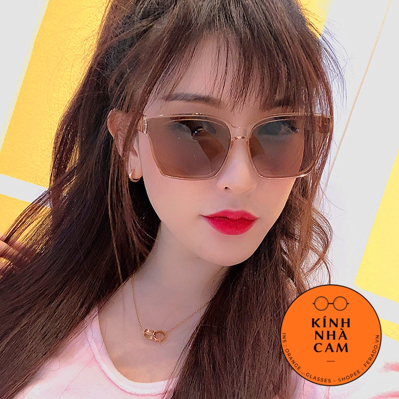 KÍNH RÂM NAM NỮ HÀN QUỐC XI PHẲNG, MẮT KÍNH VUÔNG CHỐNG NẮNG UV400 CAO CẤP HOT TREND FERADO (tặng kèm hộp đựng kính)
