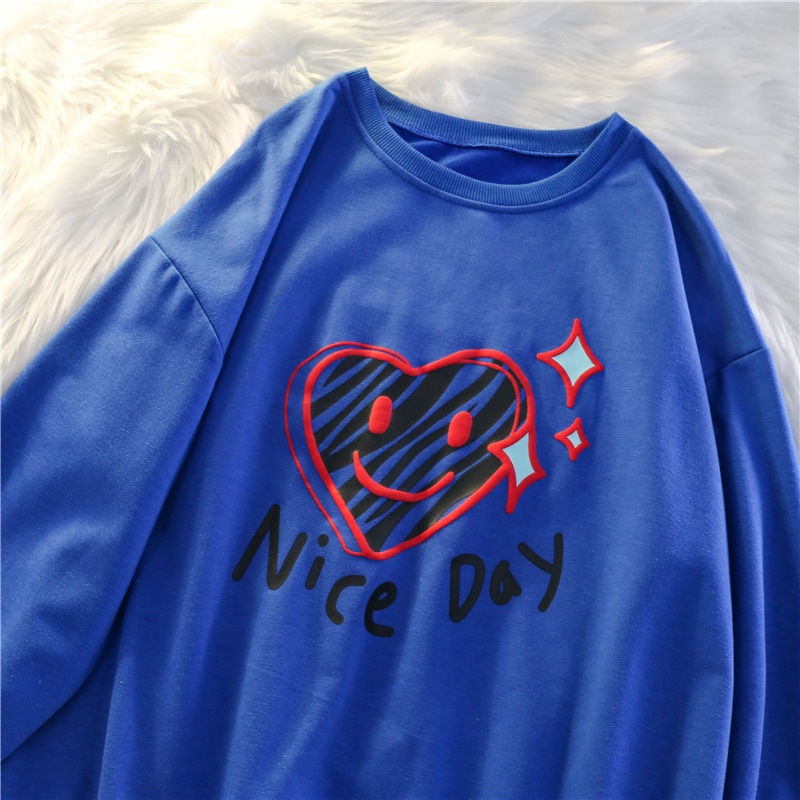 ZHELIHANGFEI Áo Sweater Tay Dài Cổ Tròn In Chữ Thời Trang Cho Nữ