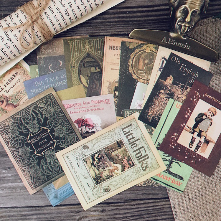 Sticker junk journal bìa sách cổ điển