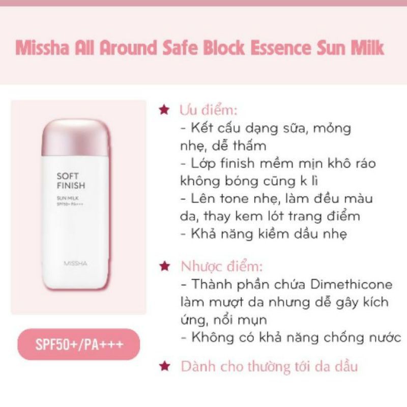 Kem chống nắng Missha soft finish (ver hồng)