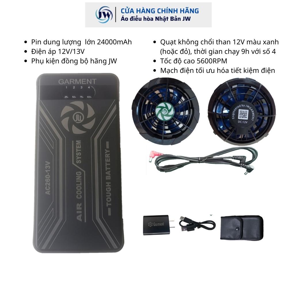 COMBO BỘ 1 pin 25,000mAh + 2 quạt không chổi than + 1 cáp của hãng JW Nhật Bản gốm các loại 21V, 12V, 7V