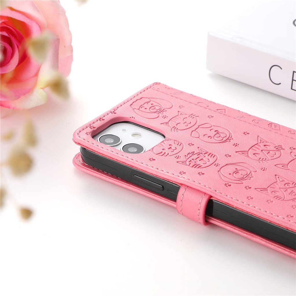 Ốp Điện Thoại Da Nắp Gập Nam Châm Họa Tiết Hoạt Hình Dập Nổi Dành Cho iPhone 14 Pro Plus Max
