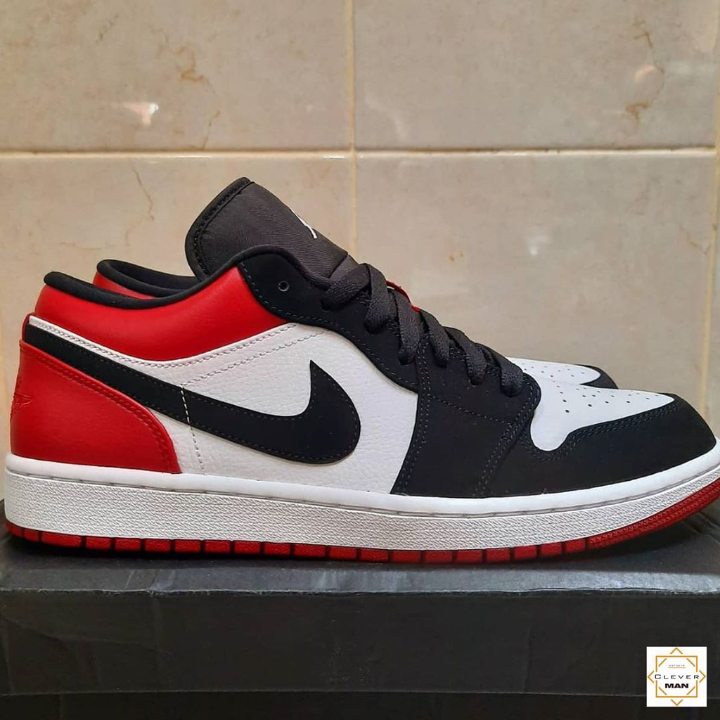 (FREESHIP+FULLBOX) Giày Thể Thao Sneaker AIR JORDAN 1 Low Red White Trắng Mũi đen Gót đỏ Cổ Thấp Clever Man Store