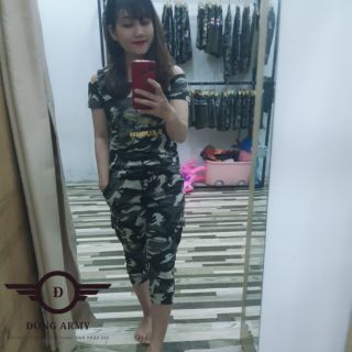 Bộ quần áo rằn ri màu xám khói chất thun cotton nhập xịn cho nữ DONG ARMY DXK1