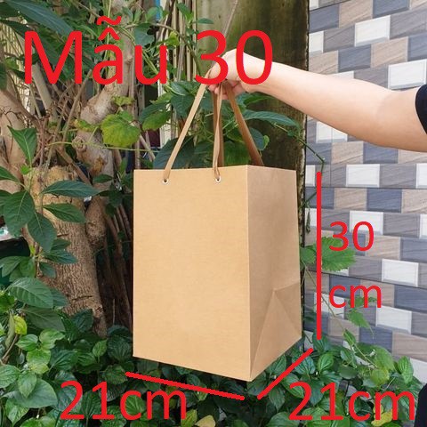 25 cái - Túi giấy kraft đáy vuông size XL 21cm đựng chậu cây lớn hộp quà tặng = Mẫu số 30