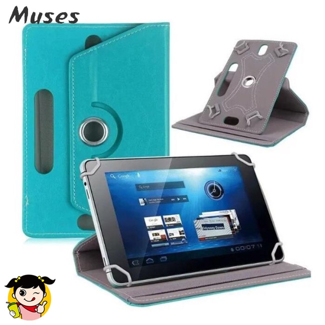 Muse07 Bộ bao da PU xoay 360 độ bảo vệ cho máy tính bảng kích thước 7/8/9/10 inch