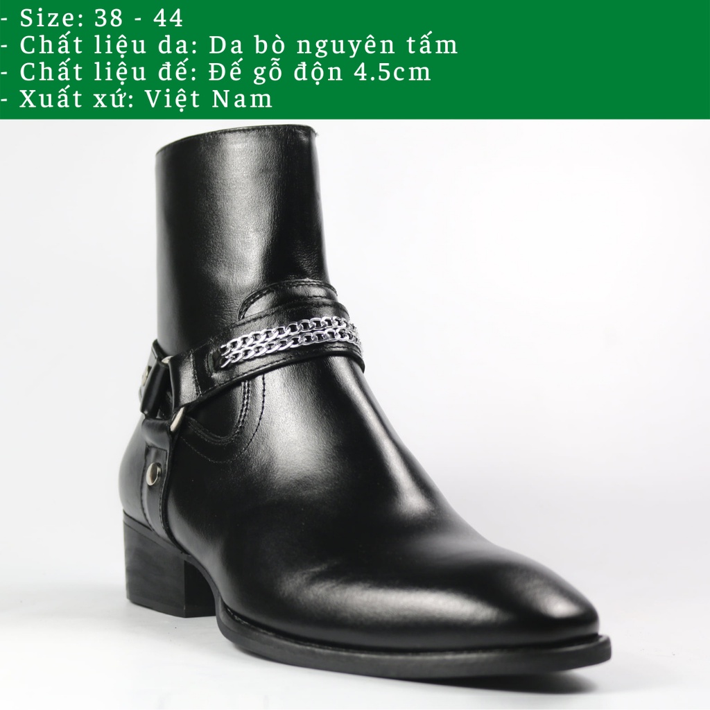 Giày Harness boots thời trang nam chất liệu da bò nguyên tấm cao cấp đế độn 4.5 cm 💖Bảo hành 12 tháng💖 | BigBuy360 - bigbuy360.vn