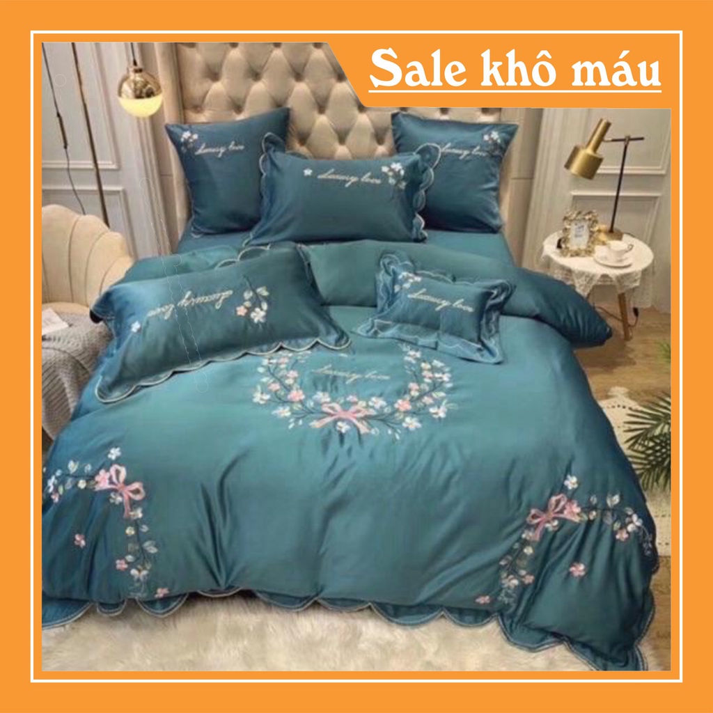 Bộ chăn ga giường tencel hoa lụa cao cấp 4 món miễn phí bo chun mọi kích thước | BigBuy360 - bigbuy360.vn