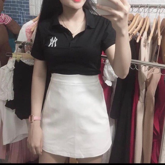 Áo thun cổ bẻ thêu Ny chất thun bozip siêu đẹp hàng chuẩn