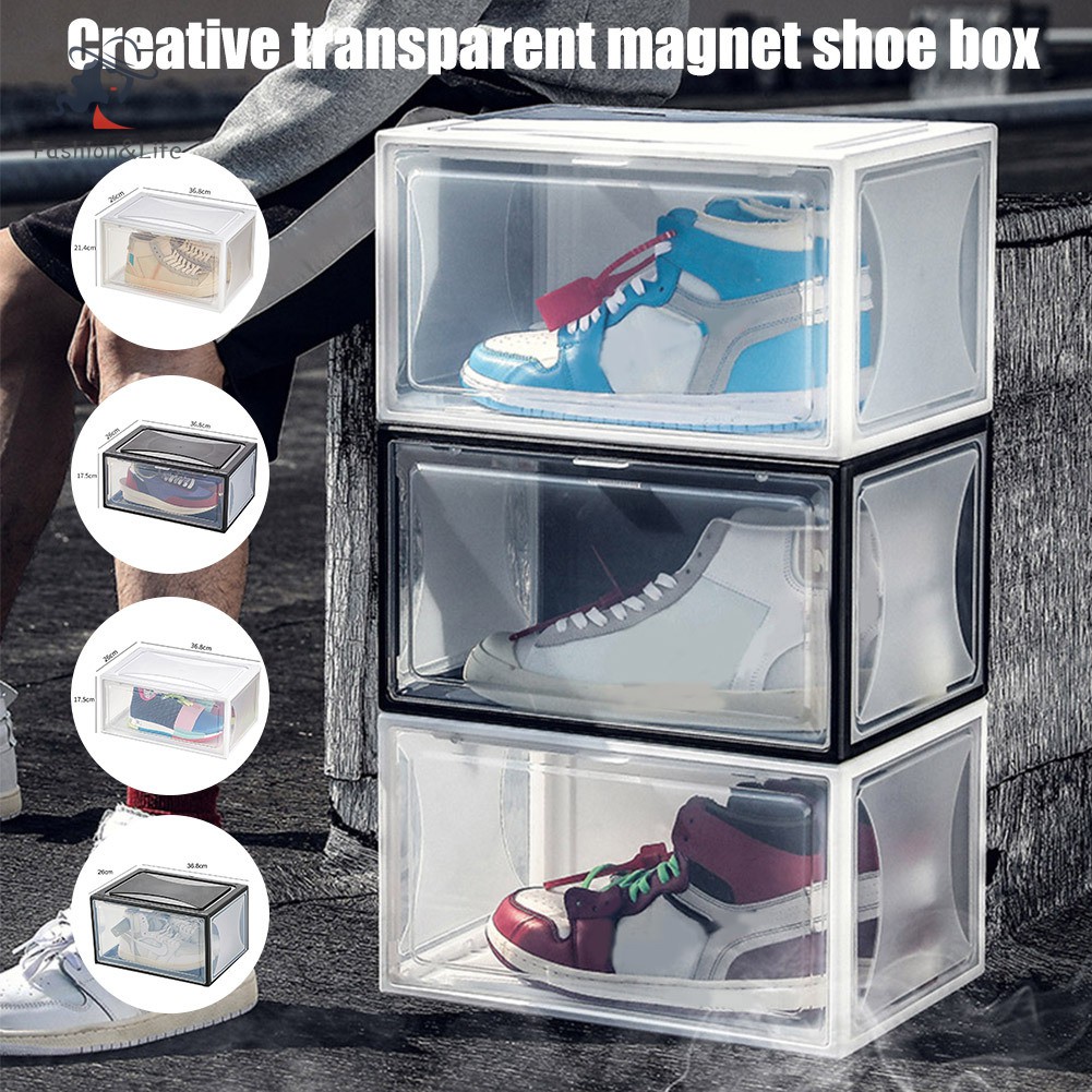 ✨TCXL✨ Transparent Shoe Storage Box Plastic Collection Sundries Cabinet Dust Proof Anti Moisture Shoes Wall for Sneaker Basketball Shoes