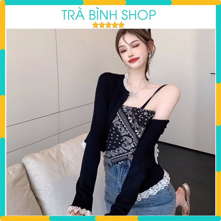 Áo Croptop Hai Dây Khăn Yếm Banda Áo Quây Họa Tiết Thổ Cẩm Xinh Xắn Hàng VNXK | BigBuy360 - bigbuy360.vn