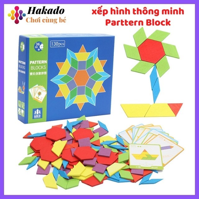 Đồ chơi ghép hình Pattern block bằng gỗ