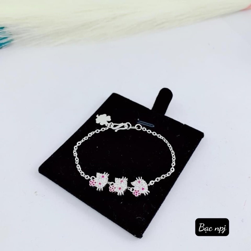 Lắc Tay cho bé , Vòng Tay ⚡️ HELLO KITTY ⚡️ dễ thương cho bé yêu, Bạc Ta 100%- Bạc Npj