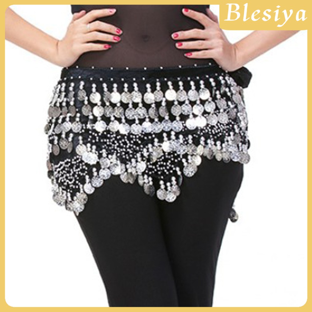 Khăn đeo hông đính đồng xu tua rua trang phục múa bụng thời trang cho nữ