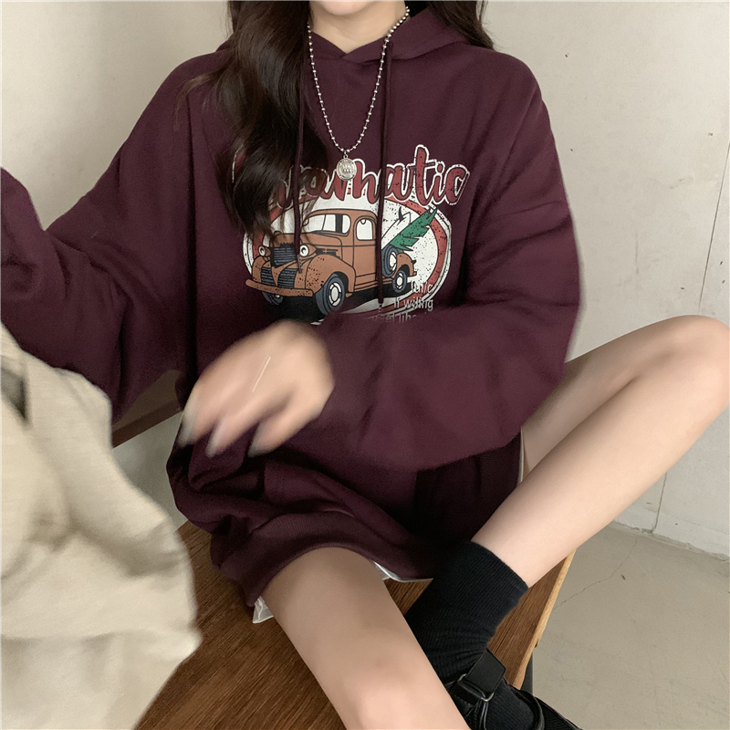 Áo hoodie nữ tay dài in hình xe hơi phong cách ulzzang Hàn Quốc