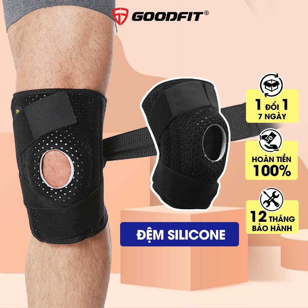 Băng gối bảo vệ đầu gối GoodFit GF512K bó gối thể thao có đệm Silicone, thanh lò xo trợ lực