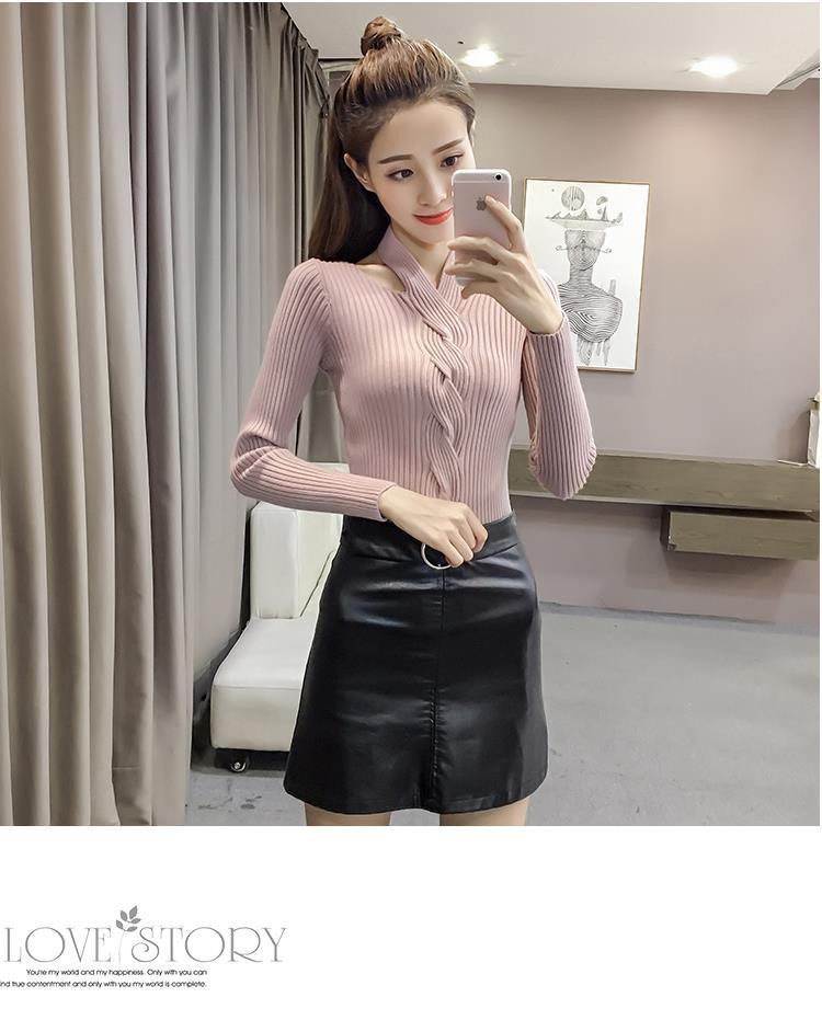 Áo Sweater Tay Dài Cổ Chữ V Dáng Ôm Thời Trang Trẻ Trung Cho Nữ