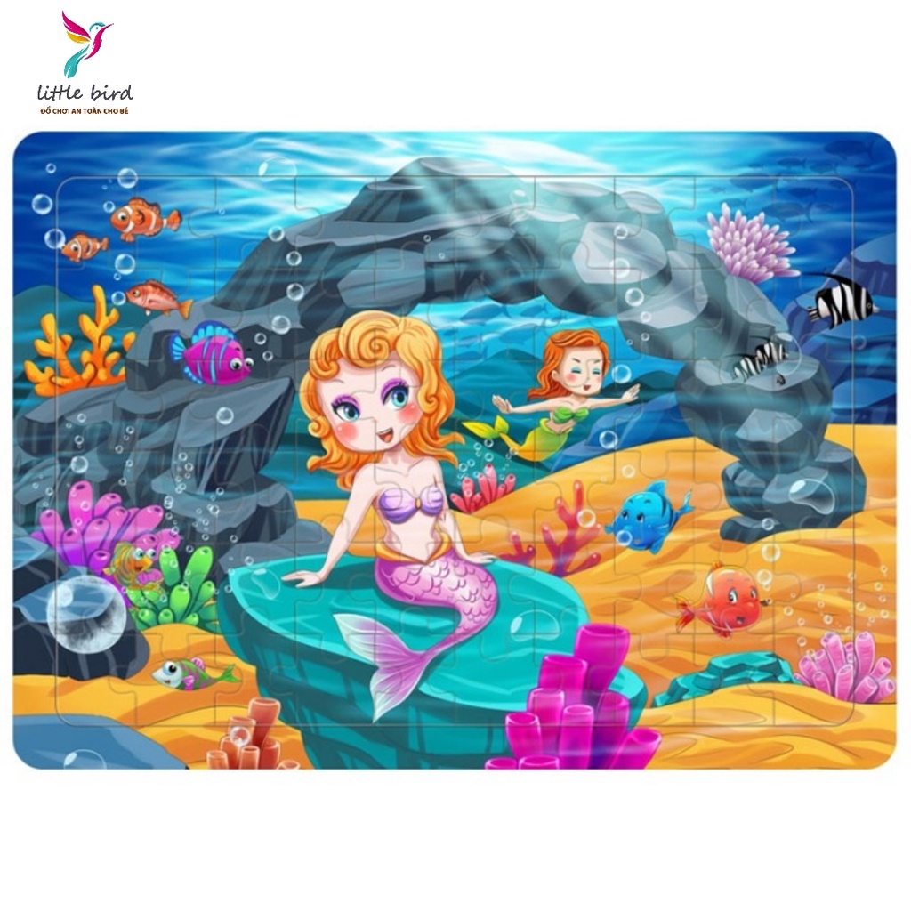 Đồ chơi tranh ghép hình gỗ puzzle 60 miếng cho bé - Bộ ghép hình - Tranh xếp hình