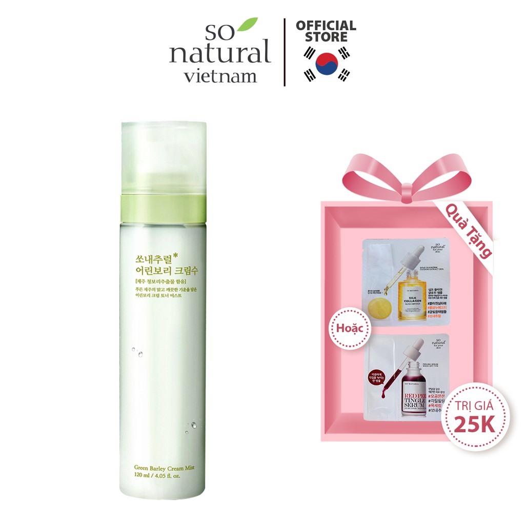 Xịt Khoáng Cấp Ấm Dưỡng Da Mầm Lúa Mạch Green Barley Cream Mist So Natural (120ML)