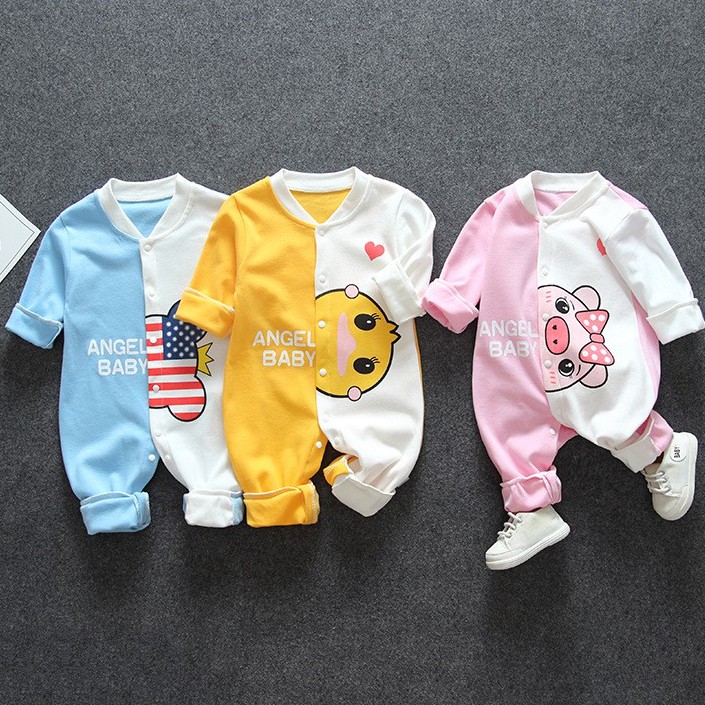 Body liền thân dài tay cotton cho bé trai và bé gái sơ sinh từ 3-17kg, hàng đẹp xuất Hàn - BD26