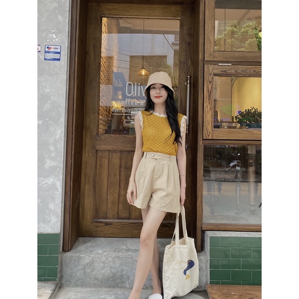 Áo Tanktop len viền màu