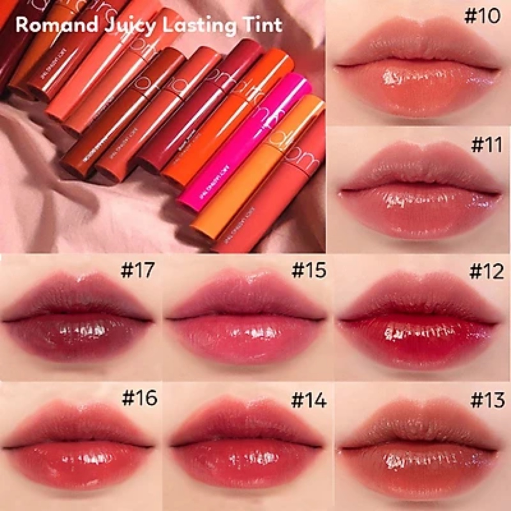 Son kem lì / son Tint bóng Romand Juicy Lasting Tint lâu trôi trang điểm mềm mịn môi